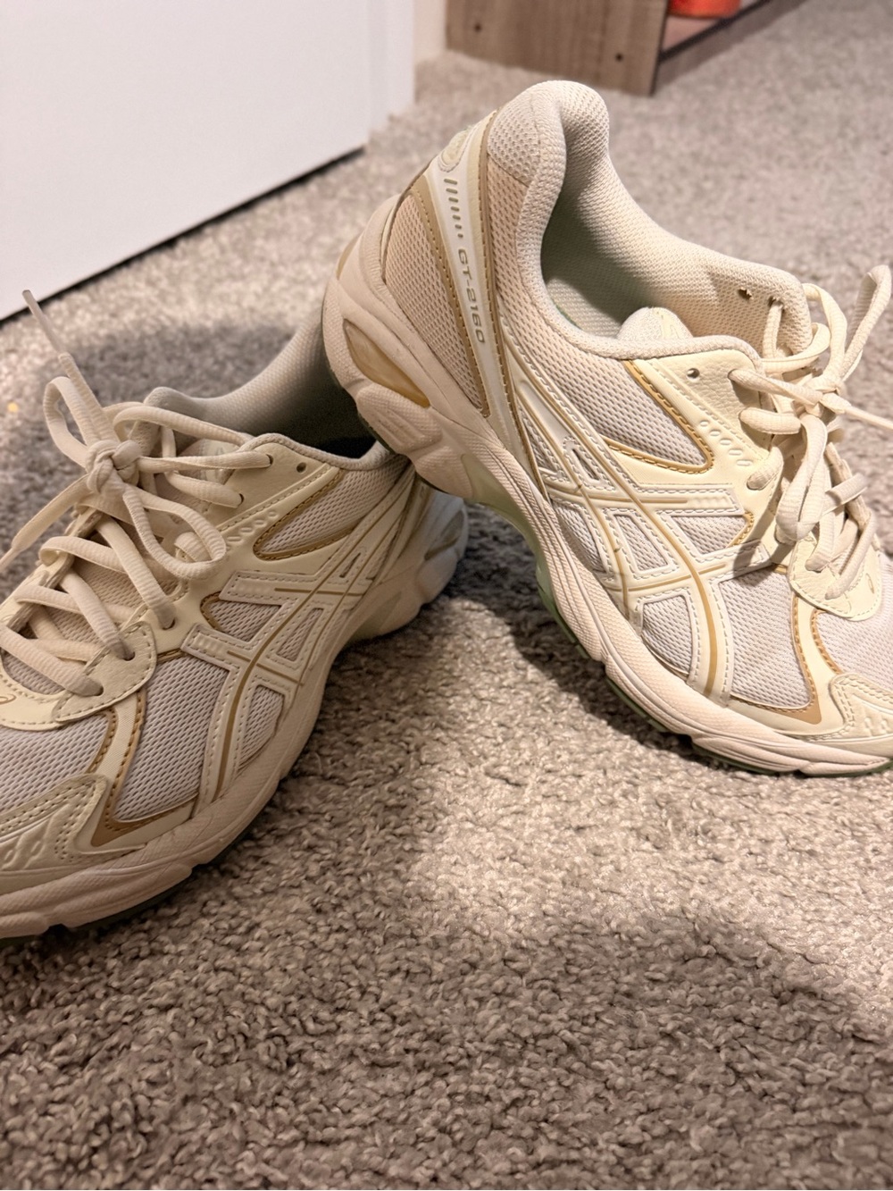 ASICS Women's Cream and Light Green Athletic Sneakers - Picture 4 of 5